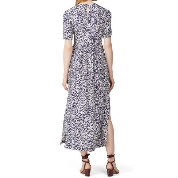 Baum Und Pferdgarten Adamaris Leopard Smocked Silk Midi Dress Blue Sz 40 US 8/10 - Picture 4 of 9